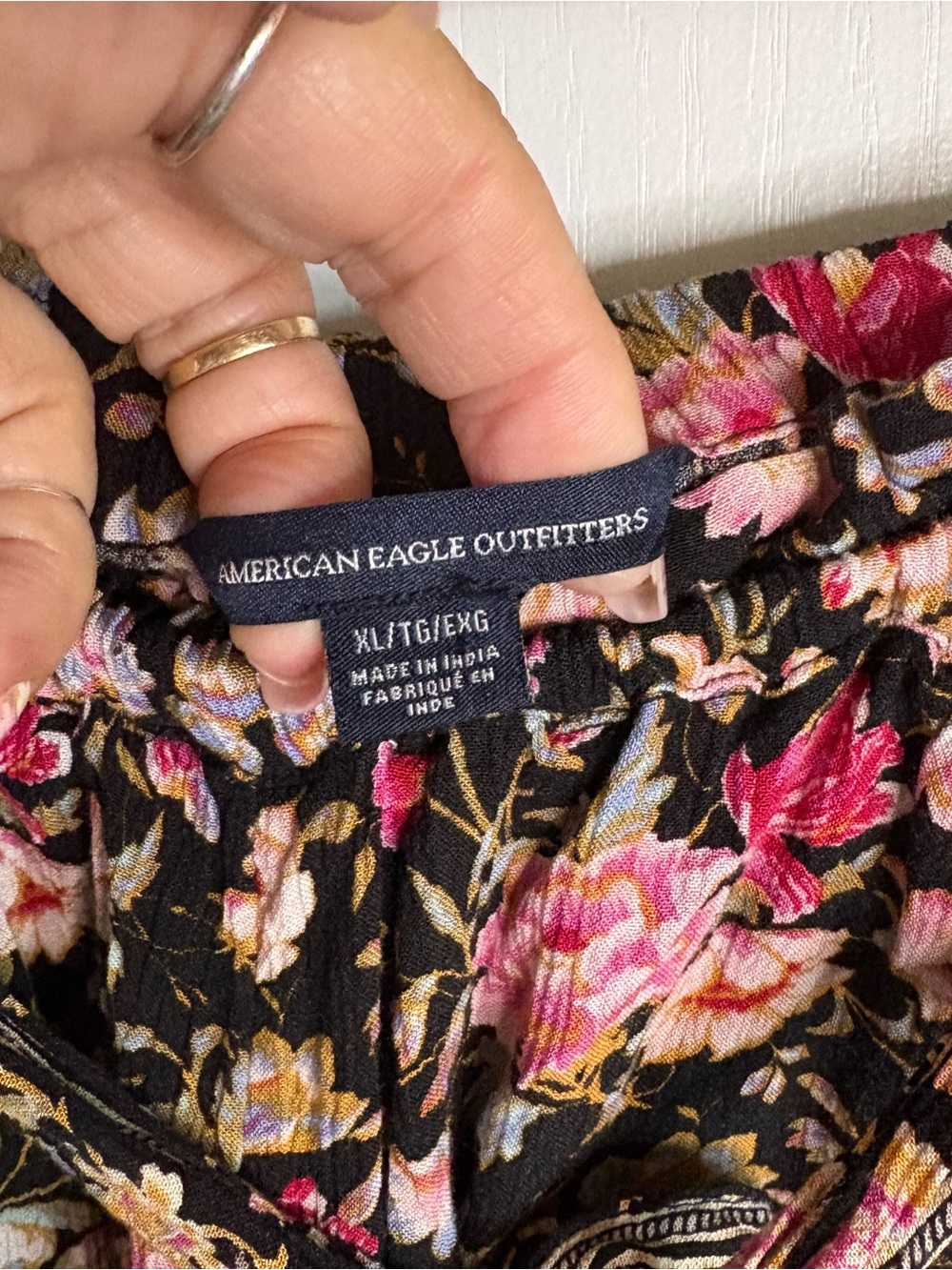 American Eagle Sz XL Floral Shorts Tie Belt Elastic Waist Boho Festival Hippie - Picture 5 of 11